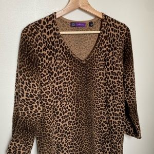 Saks 100% Cashmere leopard sweater